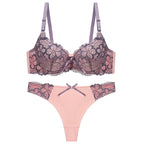 Underwear Push Up Lace Bra Adjustable Bra Set - D&A