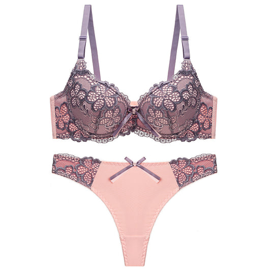 Underwear Push Up Lace Bra Adjustable Bra Set - D&A