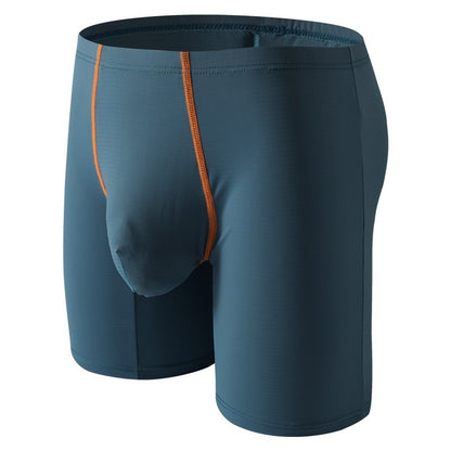 Lengthened Underwear Ice Silk Sexy Men's Boxers Mid-waist U Convex Sexy Quick-drying - D&A