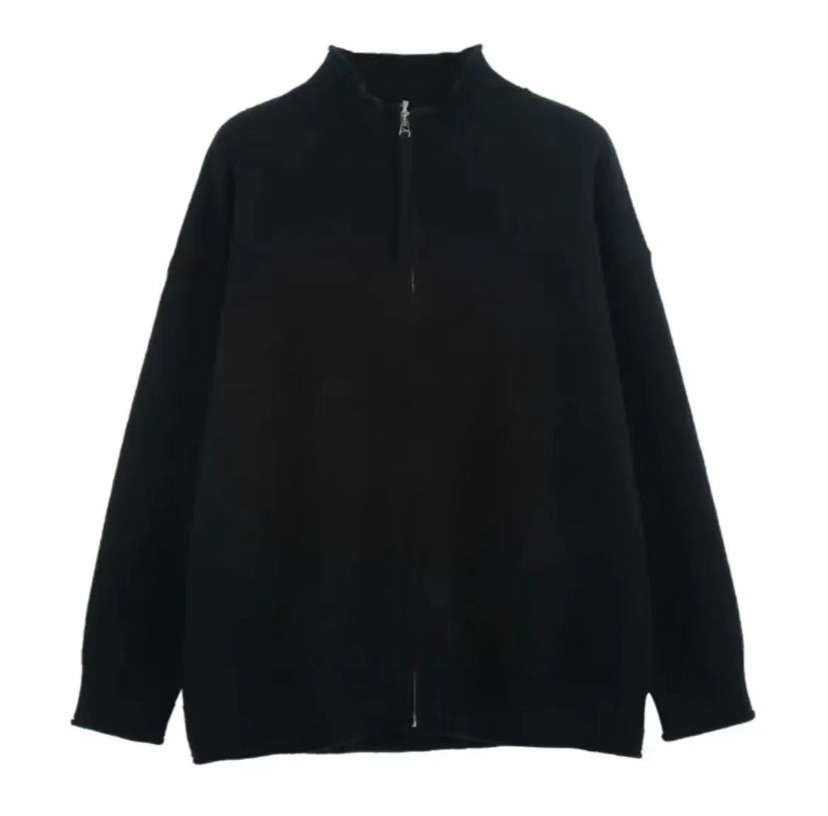Men's Spring And Autumn Stand Collar Knitted Cardigan Jacket Black - D&A