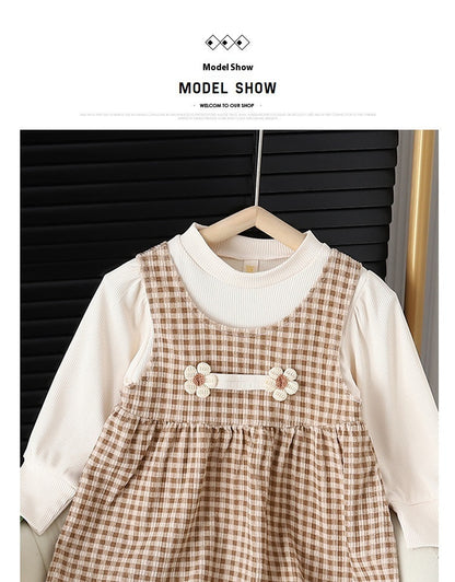 Baby Girl Round-neck Long-sleeved Dress Suit - D&A