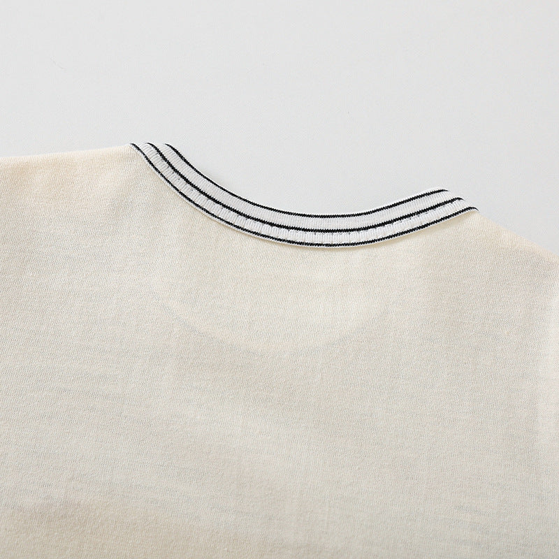 Cartoon Bear Print Baby Short Sleeve Rompers - D&A