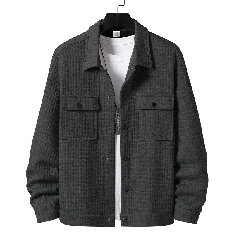 Men's Casual Jacquard Plaid Baggy Coat Shirt - D&A