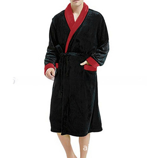 Men's Large Size Bathrobe Long Sleeve Nightgown - D&A