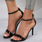 Women's Buckle Stiletto Open Toe Sandals - D&A