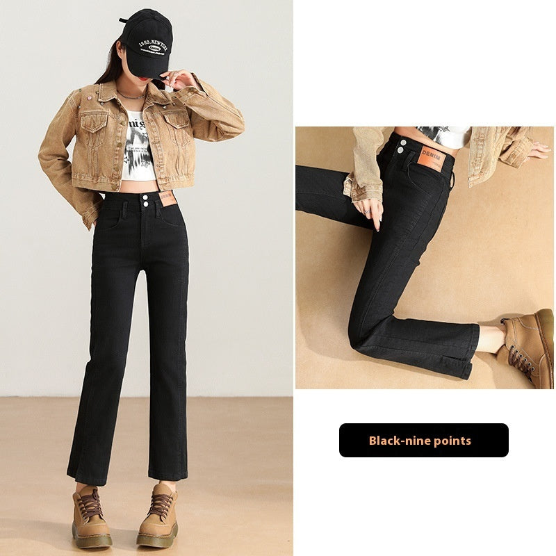 High Waist Slimming And Fashionable Design Popular Ankle-length Cigarette Pants Black Ninth - D&A