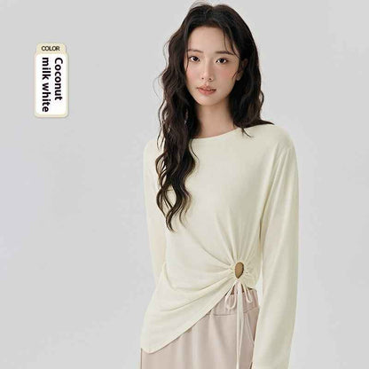 Modal Side Sexy Cutout Drawstring Loose Breathable Pilates Sports Blouse