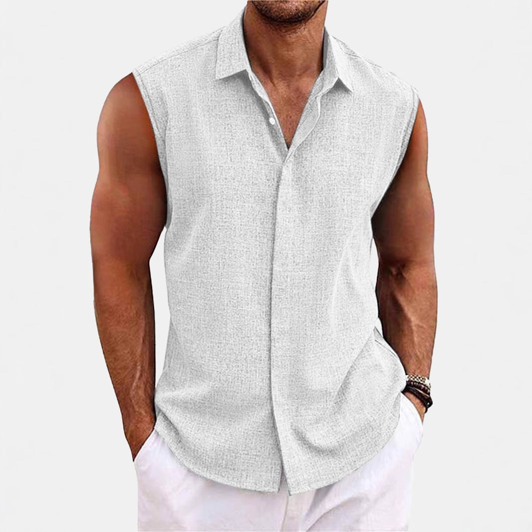 Lapel Beach Sleeveless Shirt - D&A