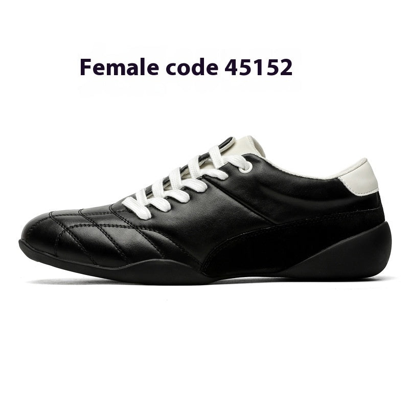 Oblique Lace-up Flat Retro Sports Casual Shoes Black Female - D&A