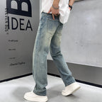 Men's Loose Elastic Casual Light Blue Jeans - D&A