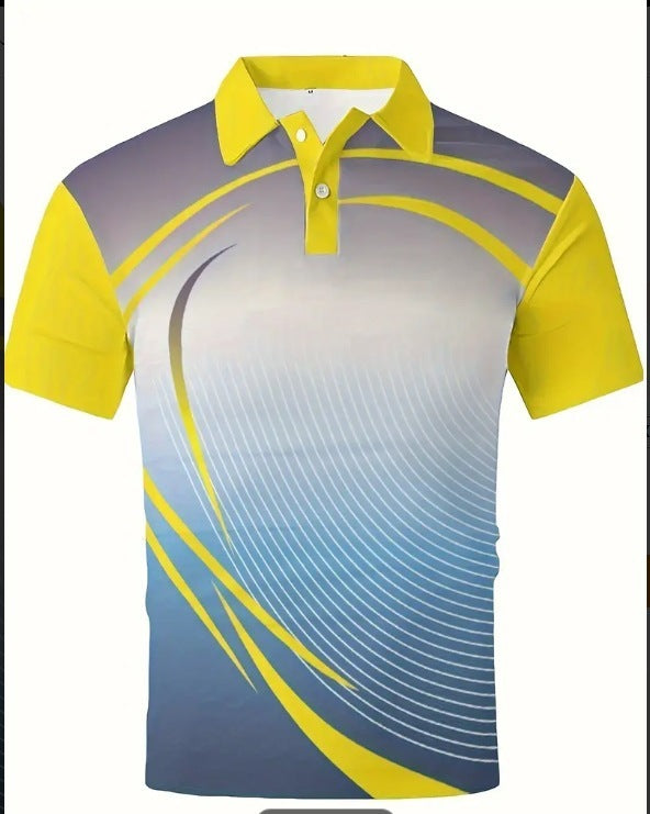 Men's Printed Short-sleeved Lapel Shirt Polo Color05 - D&A