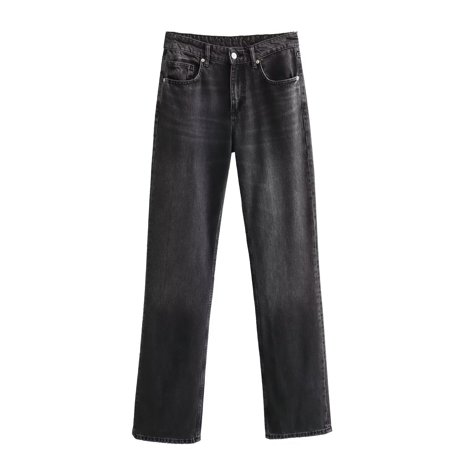 Autumn And Winter Jeans High Waist Straight Pants Women's Wide-leg Pants Black - D&A