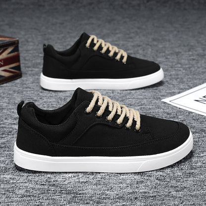 Men's Korean-style Design Versatile Youth Flat Sneakers XW321 Black - D&A