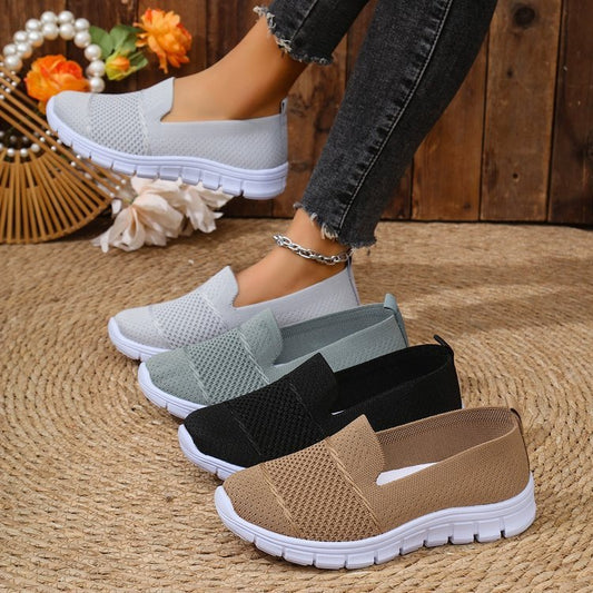 Mesh Breathable Flat Solid Color Casual Shoes For Women - D&A