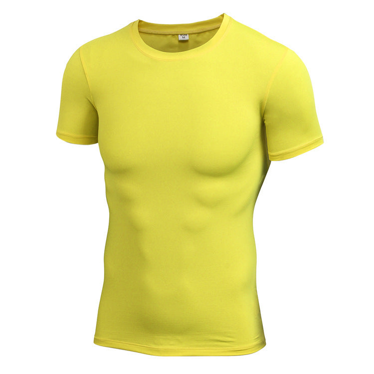 Men's Stretch Quick Drying Clothes Short-sleeved Shirt Yellow - D&A
