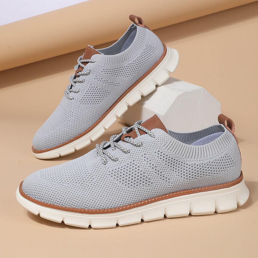 Men's Fashionable Flying Woven Surface Breathable Sneaker Gray 8808 - D&A