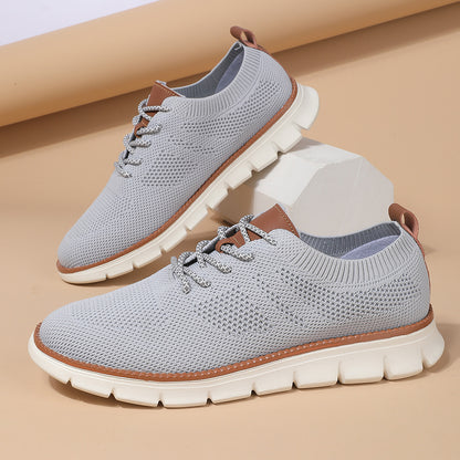 Men's Fashionable Flying Woven Surface Breathable Sneaker Gray 8808 - D&A