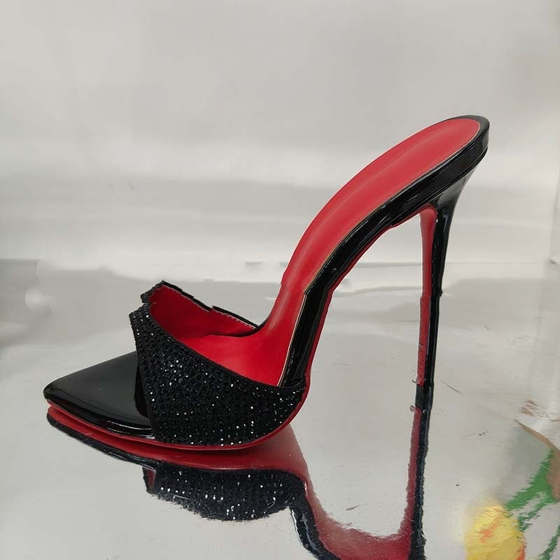 Rhinestone Ankle-strap Open Toe Sandals And Slippers Fashionable All-matching - D&A