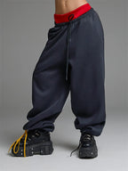 Casual Straight-leg Wide Leg Sweatpants Navy Blue - D&A
