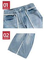 Retro Trousers Same Washed Vintage Washed Jeans With Drawstring Belt - D&A