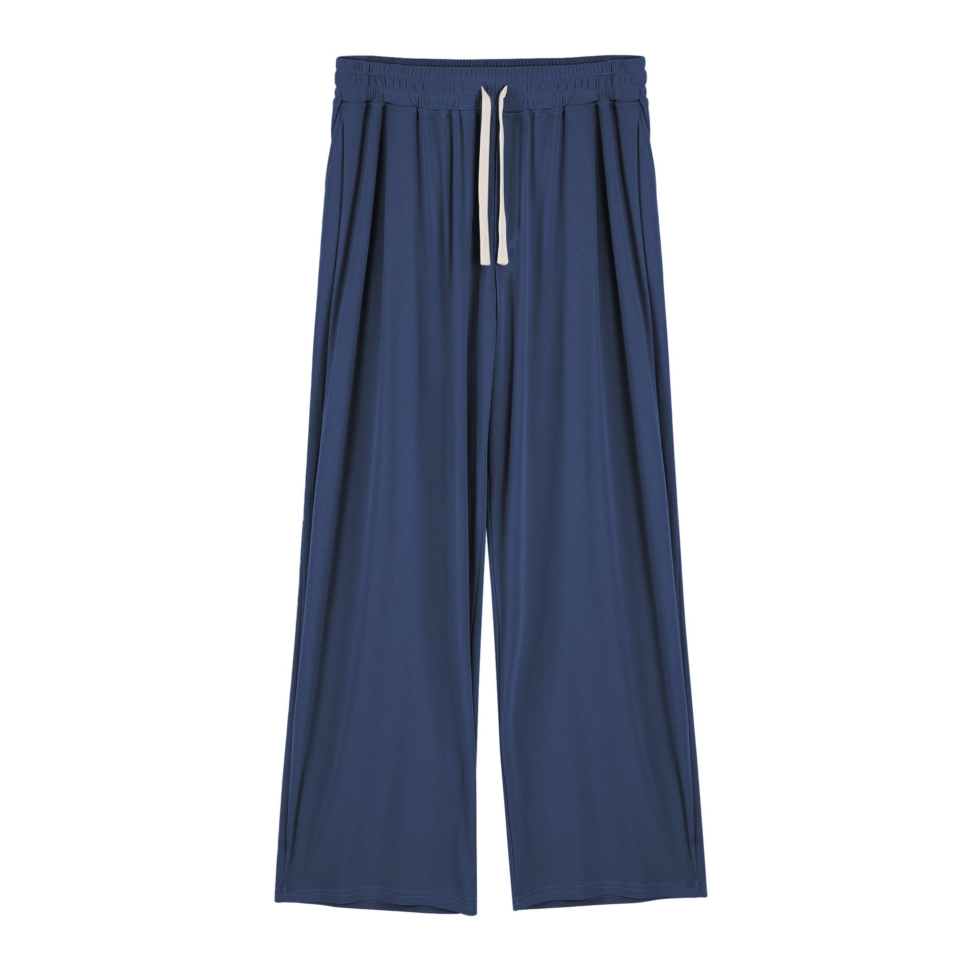 Men's Draping Casual Wide-leg Pants Navy Blue - D&A