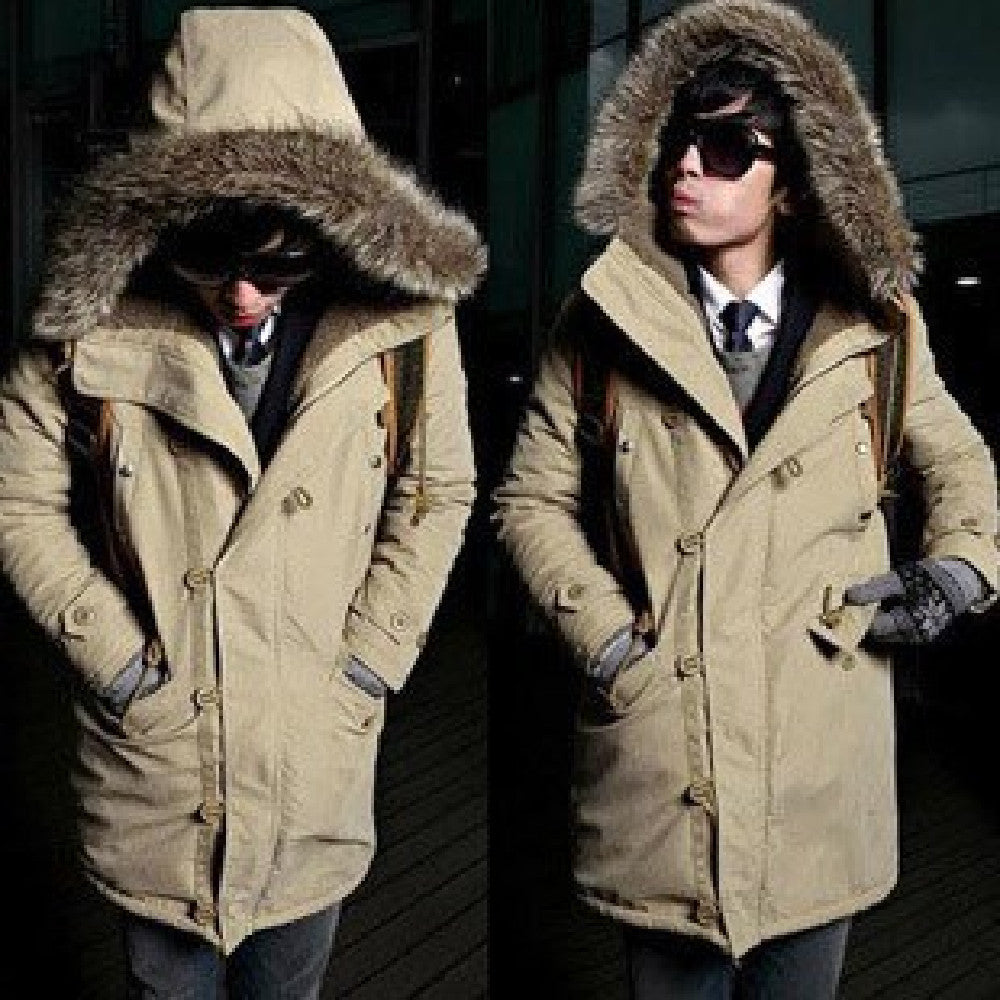 Men's Warm Overcoat Winter Coat Parka Cotton Jackets - D&A