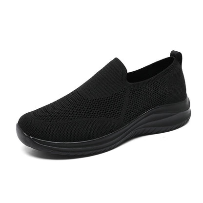 Mesh Flying Woven Breathable Loafers Comfortable All-match Shoes All Black - D&A
