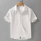 Summer Menswear White Simple Short Sleeve Shirt White - D&A