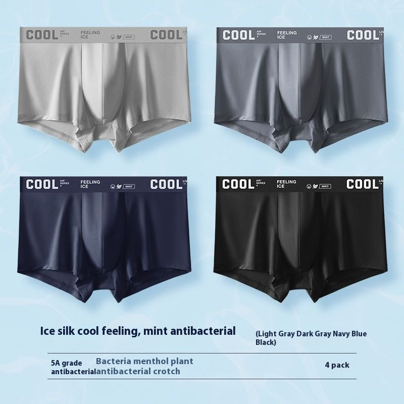 Men's Ice Silk Sports Underwear Mid-waist Boxer Seamless Style 2 - D&A