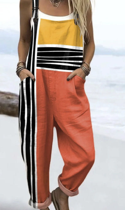 Digital 3D Printed Button Strap Women's Casual Pants - D&A