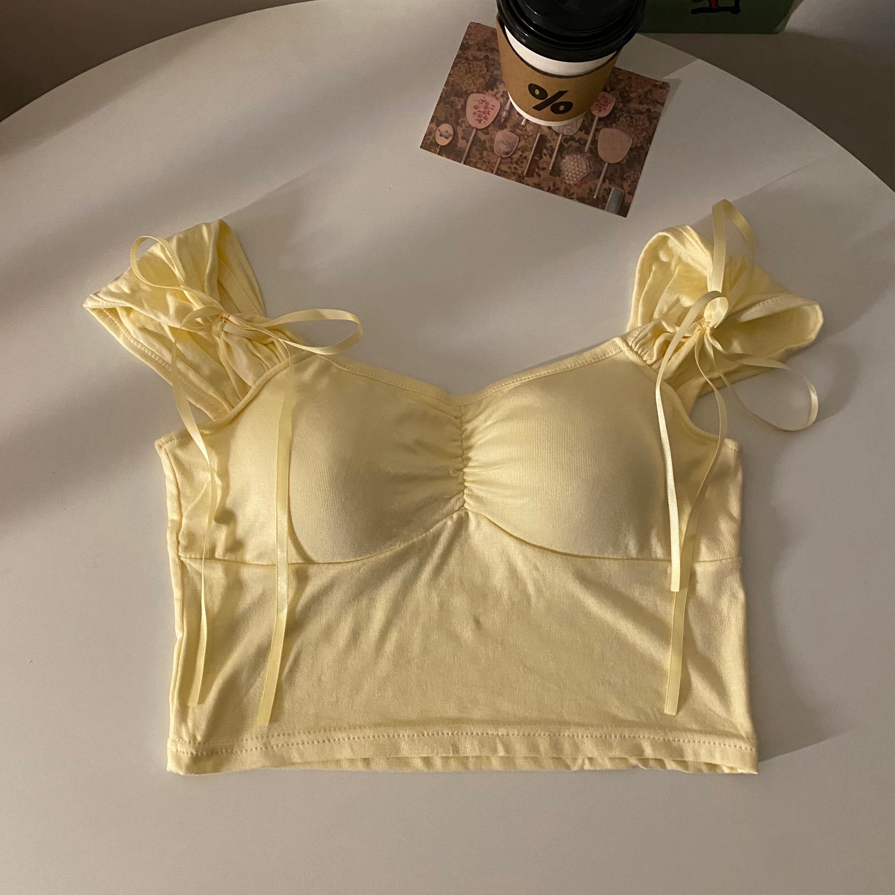 Bra Tops For Women With Bra Pads And Tank Tops Yellow One size - D&A