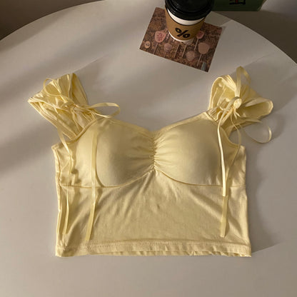 Bra Tops For Women With Bra Pads And Tank Tops Yellow One size - D&A