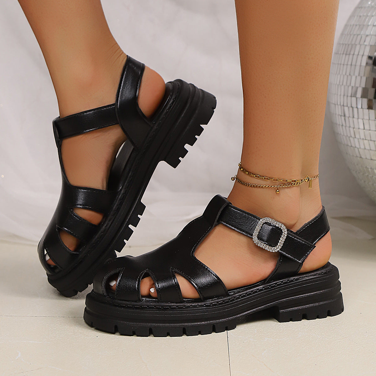 Sandals Summer New Style Back Empty Buckle Front Toe Cap Hollowed Women's Shoes - D&A