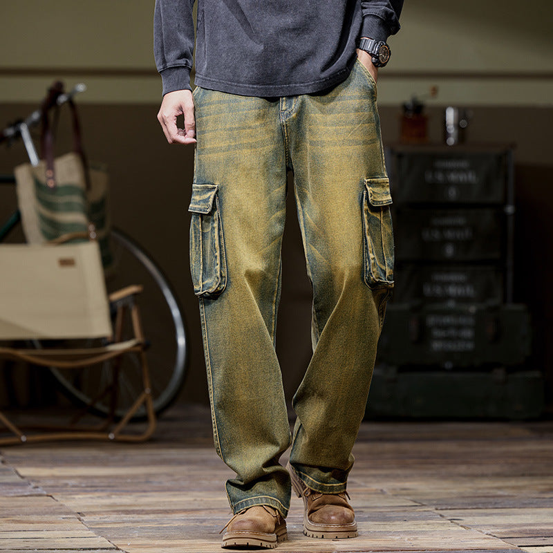 Hip Hop Men's Nostalgic Retro Multi-pocket Pants Color 416 - D&A