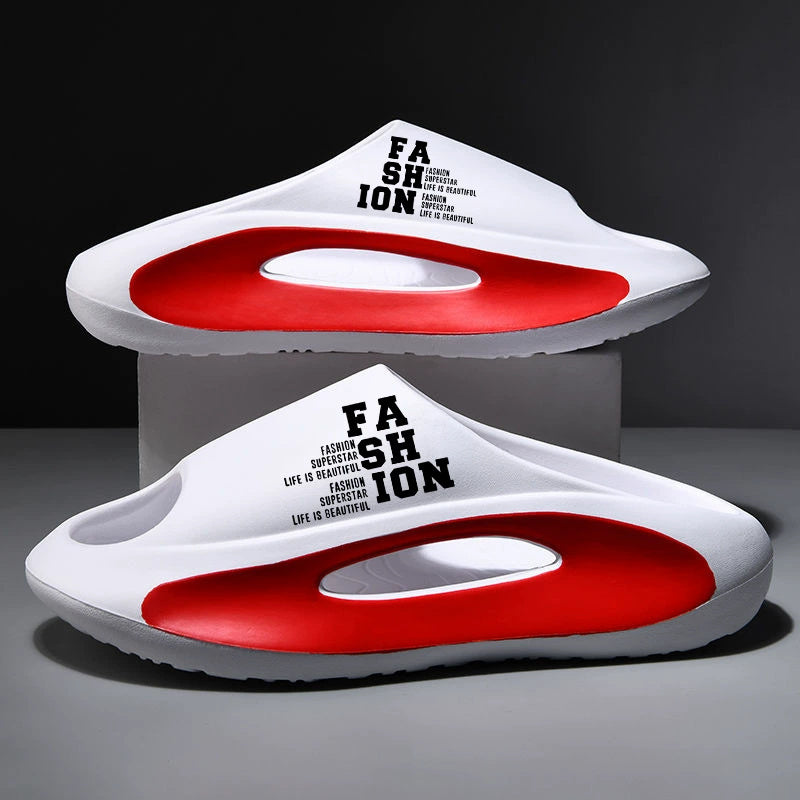 Casual Soft Bottom Men's Non-slip Platform Slippers White - D&A