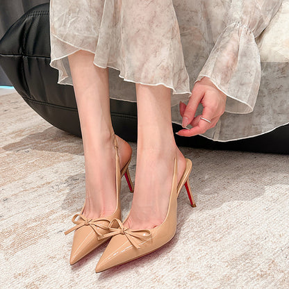 Women's High Heels Low-cut Pointed-toe Shoes Nude Color 8cm - D&A