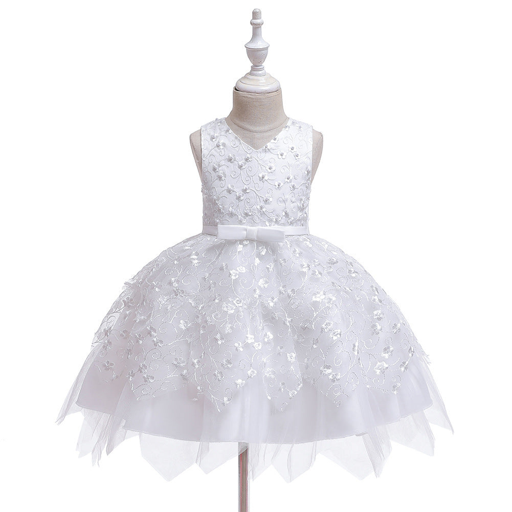 Clothing Baby Girls Middle And Small Children Kindergarten Dresses White - D&A