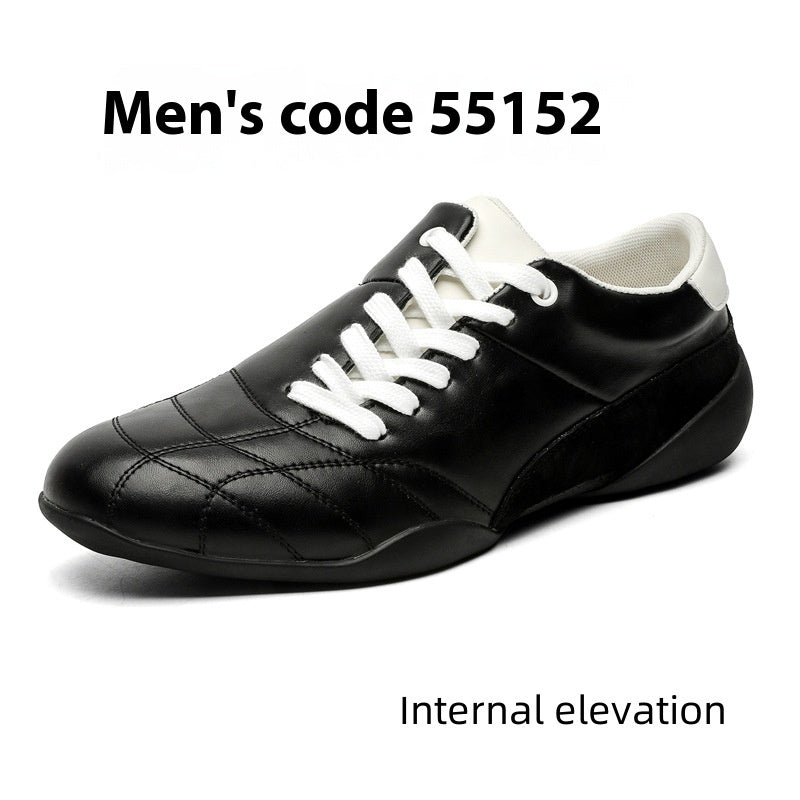 Oblique Lace-up Flat Retro Sports Casual Shoes Black Male Height Increasing - D&A