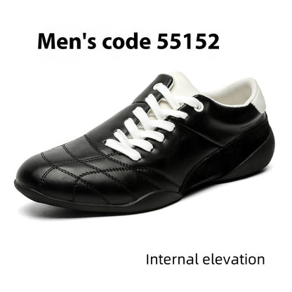 Oblique Lace-up Flat Retro Sports Casual Shoes Black Male Height Increasing - D&A