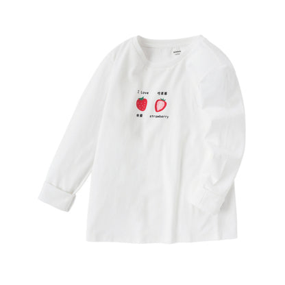 Children's Clothing Girls T-shirts Long-sleeved Girls Big Kids Sweet Cotton Bottoming Shirt White - D&A