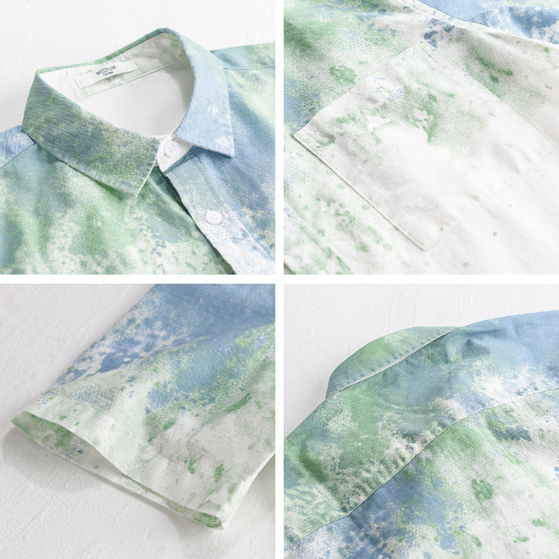 Menswear Hanging Dyed Short-sleeved Shirt Pure Cotton - D&A