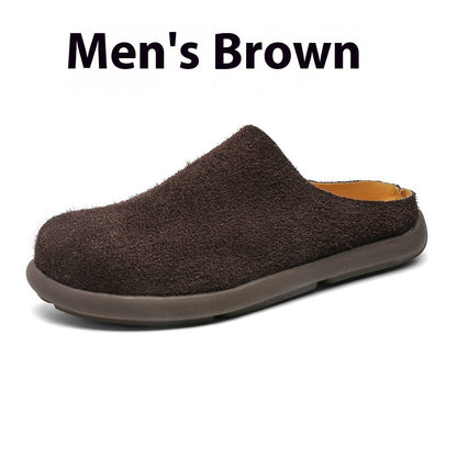 Outdoor Half Slippers Leather Shoes Light Brown - D&A