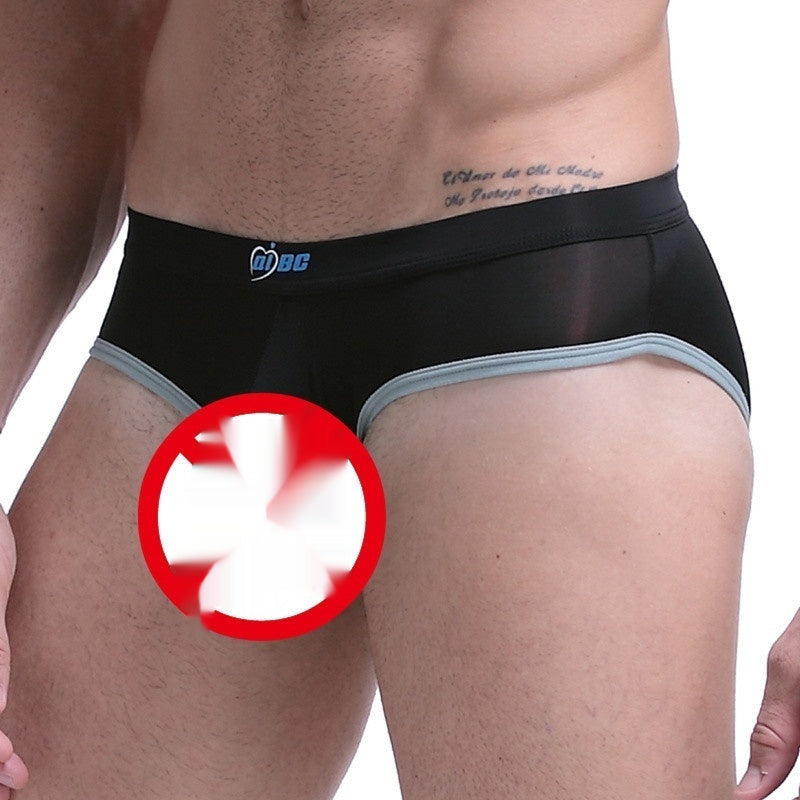 Men's Underwear Thin Ice Silk Bazooka Briefs Black - D&A