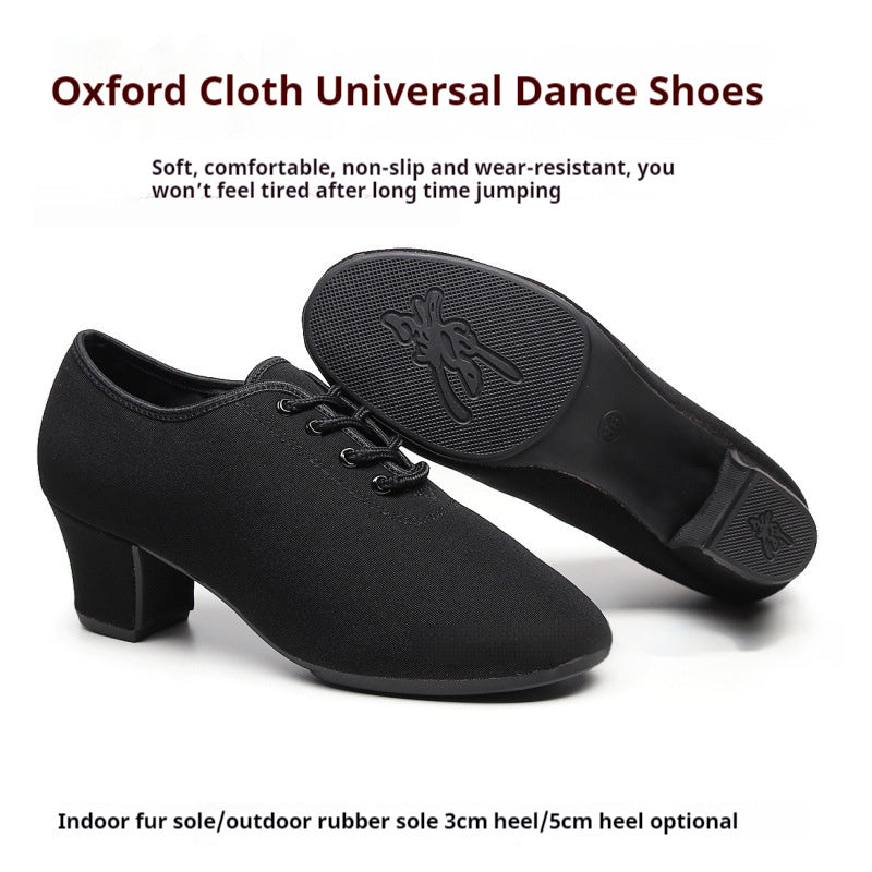 Oxford Cloth Dancing Shoes Ethnic Dance Middle Heel Men's Professional Ballroom Dancing Shoes - D&A