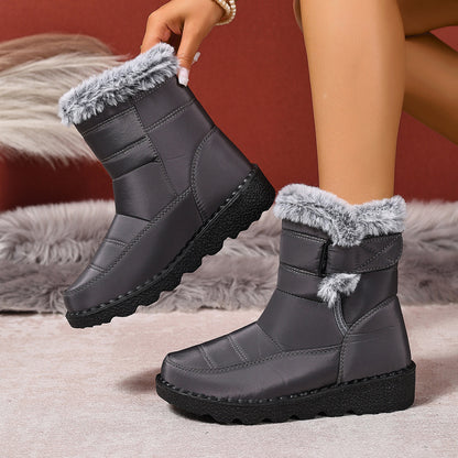 Women's Snow Boots Plus Size Wear-resistant Comfortable Warm Boots Gray - D&A