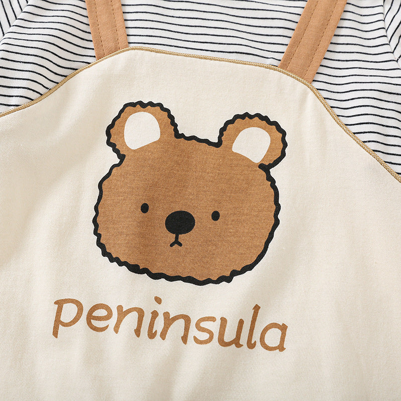 Cartoon Bear Print Baby Short Sleeve Rompers - D&A