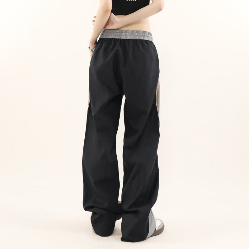 American Retro Color Contrast Patchwork Design Pants - D&A