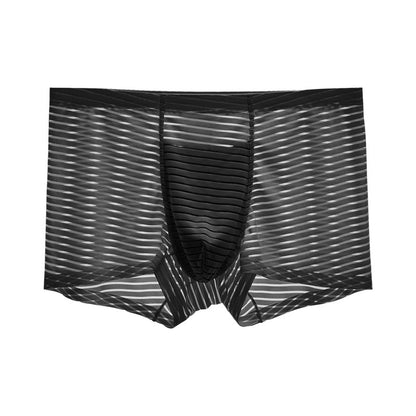 Men's Ice Silk Seamless Boxers Thin Air Boxers B315 Black - D&A
