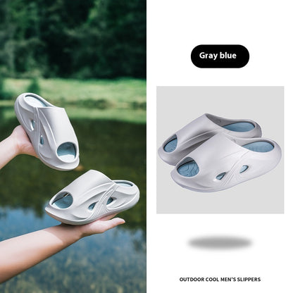 Men's Slippers Home Outdoor Non-slip Deodorant Soft Bottom Gray And Blue - D&A