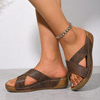 Women's Cross Wedge Platform Beach Casual Sandals - D&A